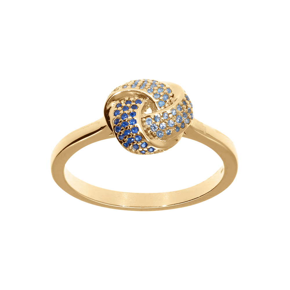 Bague en vermeil 3 rubans de dgrad d\'oxydes bleus - Vue 1