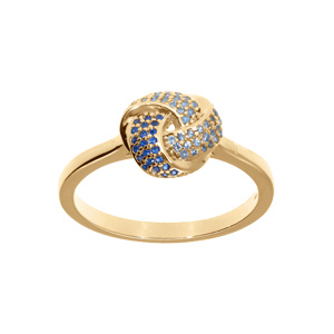 Bague en vermeil 3 rubans de dégradé d\'oxydes bleus - Vue 1