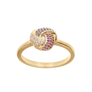 Bague en vermeil 3 rubans de dégradé oxydes roses - Vue 1