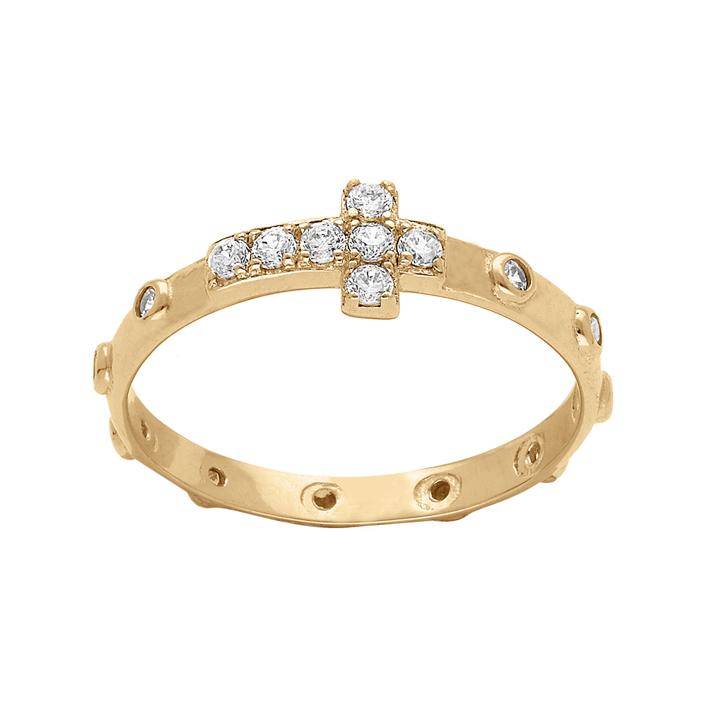 Bague en vermeil semainier croix d\'oxydes blancs sertis - Vue 1