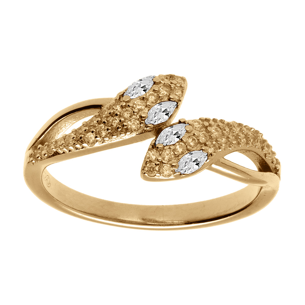 Bague en vermeil serpent double avec oxydes blancs - Vue 1