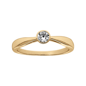 Bague en vermeil solitaire oxyde blanc serti - Vue 1