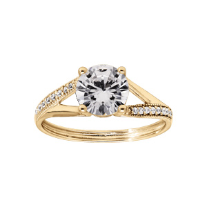 Bague en vermeil solitaire oxyde blanc serti 4 griffes - Vue 1