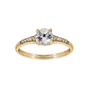 Bague en vermeil solitaire oxydes blancs sertis 4 griffes - Vue 1