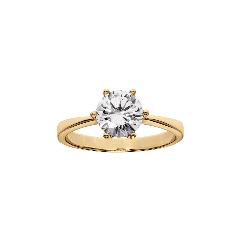 Bague en vermeil solitaire serti 6 griffes - Vue 1