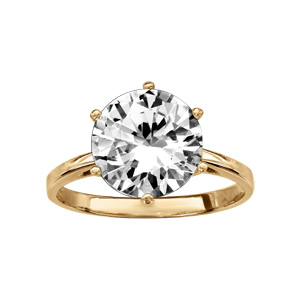 Bague en vermeil solitaire un oxyde blanc 11mm serti 6 griffes - Vue 1