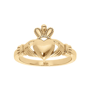 Bague en vermeil symbole Claddagh d'Irlande mod�le homme (amour, amiti�, loyaut�)