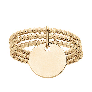 Bague en vermeil triple anneaux boules avec pastille