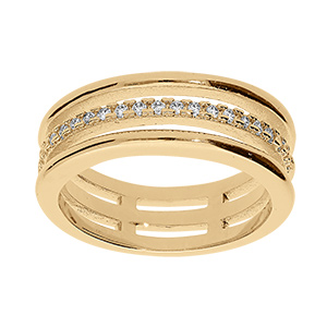 Bague en vermeil trois  rangs avec oxydes blancs sertis