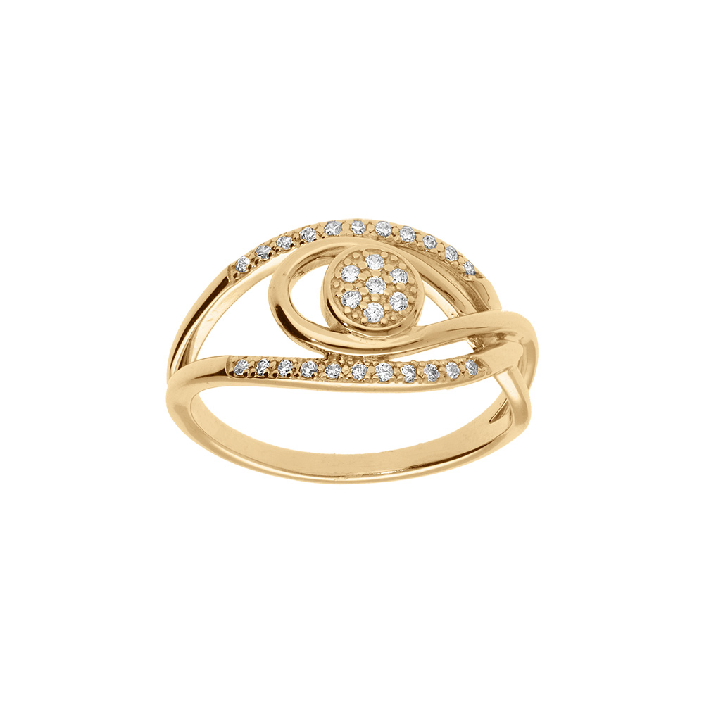 Bague en vermeil volute d\'oxydes blancs sertis - Vue 1