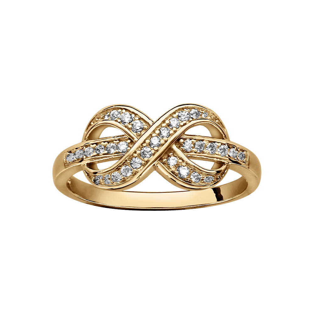 Bague envvermeil motif double infini pars d\'oxydes blancs sertis - Vue 1