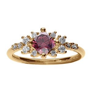 Bague fleur en vermeil sertie dune pierre rose centrale et d'oxydes blancs
