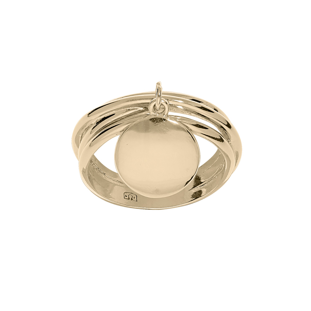 Bague plaqu� or multi anneaux avec pampille lisse � graver (uniquement le verso) - Vue 1