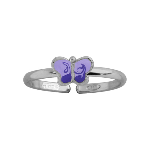 Bague Réglable En émail Bleu Mauve Limoges - Argent Sur Cuivre - Occasion Bon état