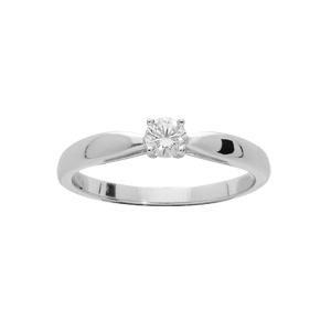 Bague solitaire en argent rhodi 4mm oxyde blanc serti griffes - Vue 1