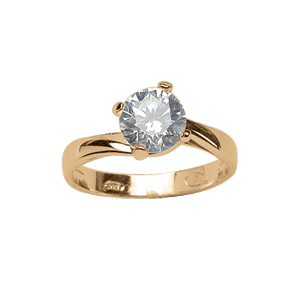 Bague solitaire en vermeil oxyde blanc serti - Vue 1