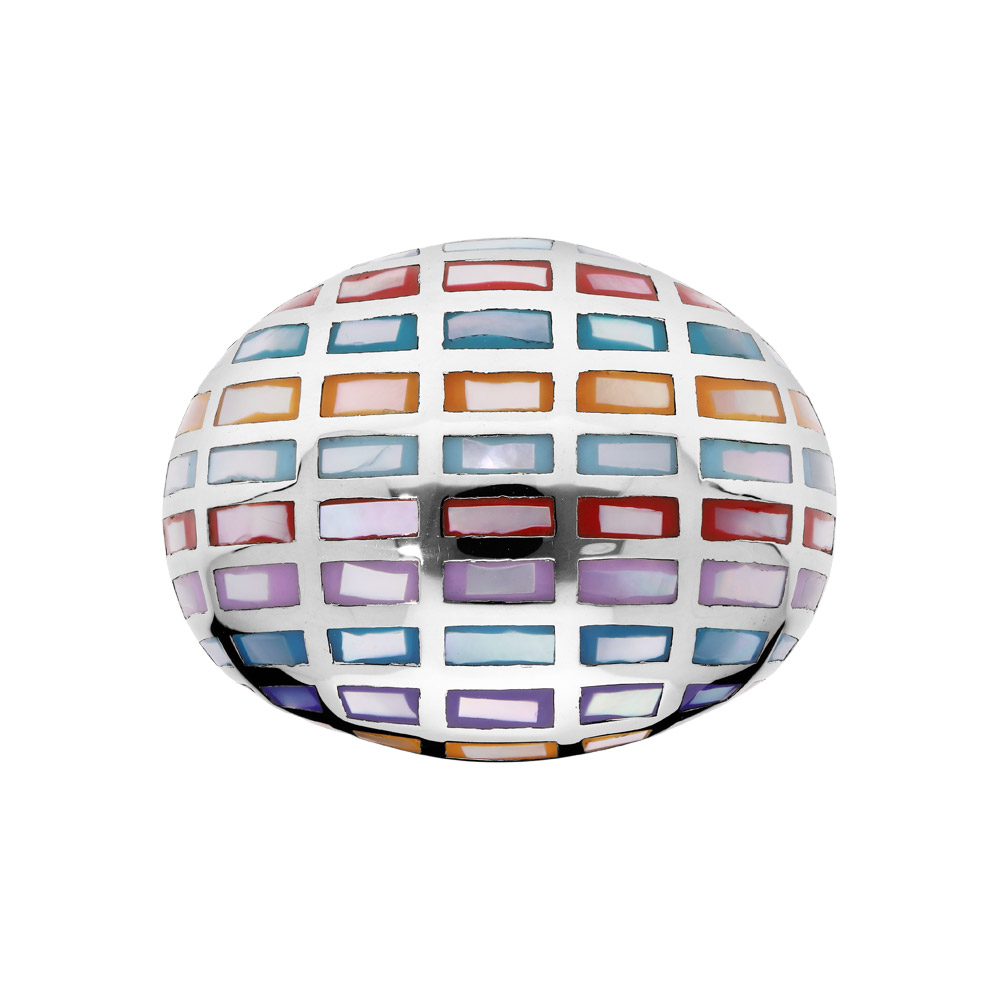 Bague Stella Mia en acier et nacre motifs g�om�trique multi couleur - Vue 1