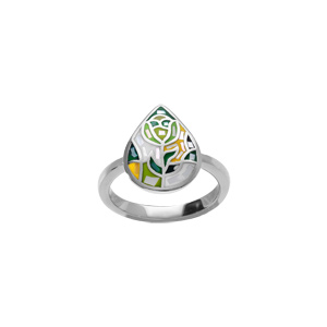 Bague Stella Mia en acier forme goutte nacre et résine - Vue 1