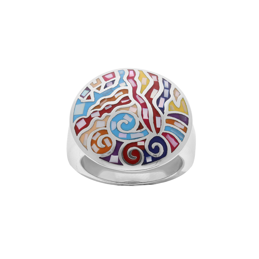 Bague Stella Mia en acier ronde multicouleur et Nacre - Vue 1