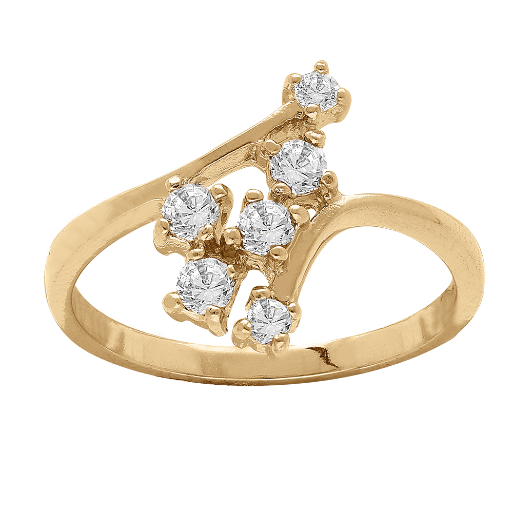 Bagueen  plaqu� or avec oxydes blancs sertis - Vue 1