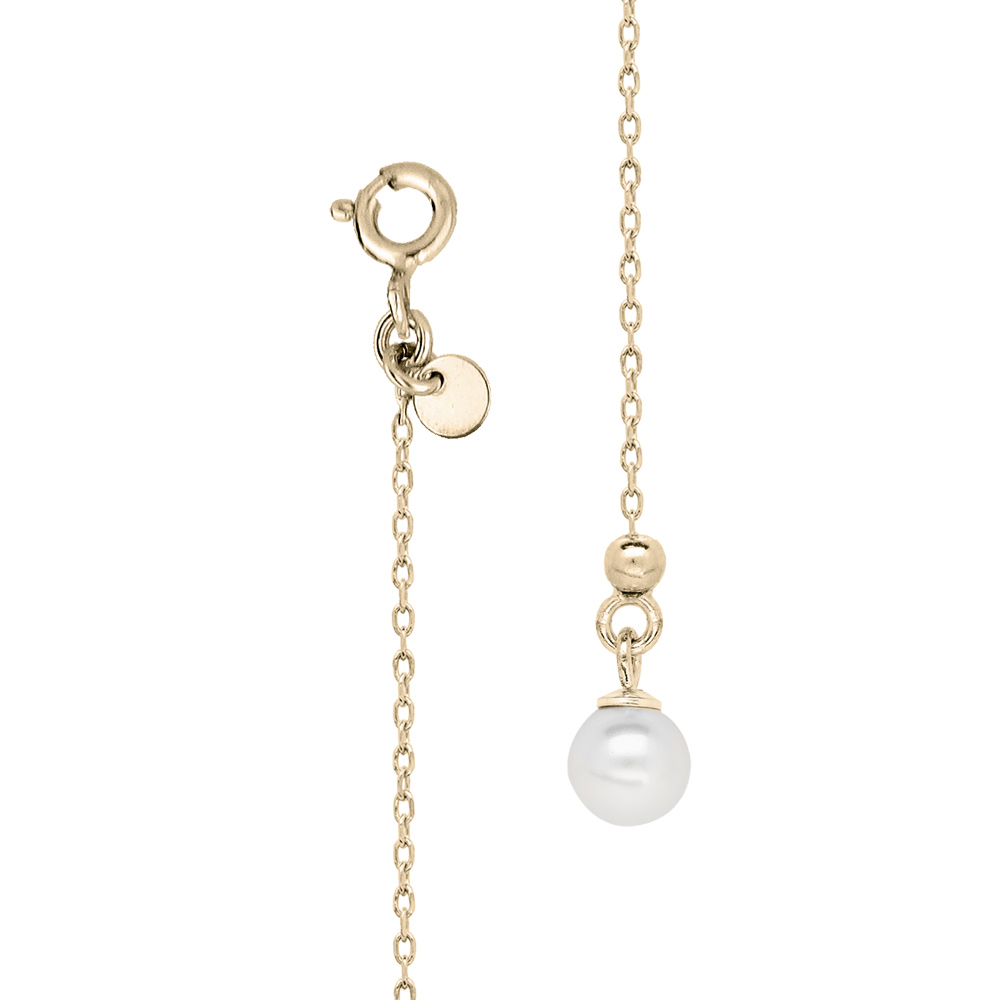 Bijou cha�ne de dos argent et dorure jaune avec perle blanche de synth�se 20cm - Vue 1