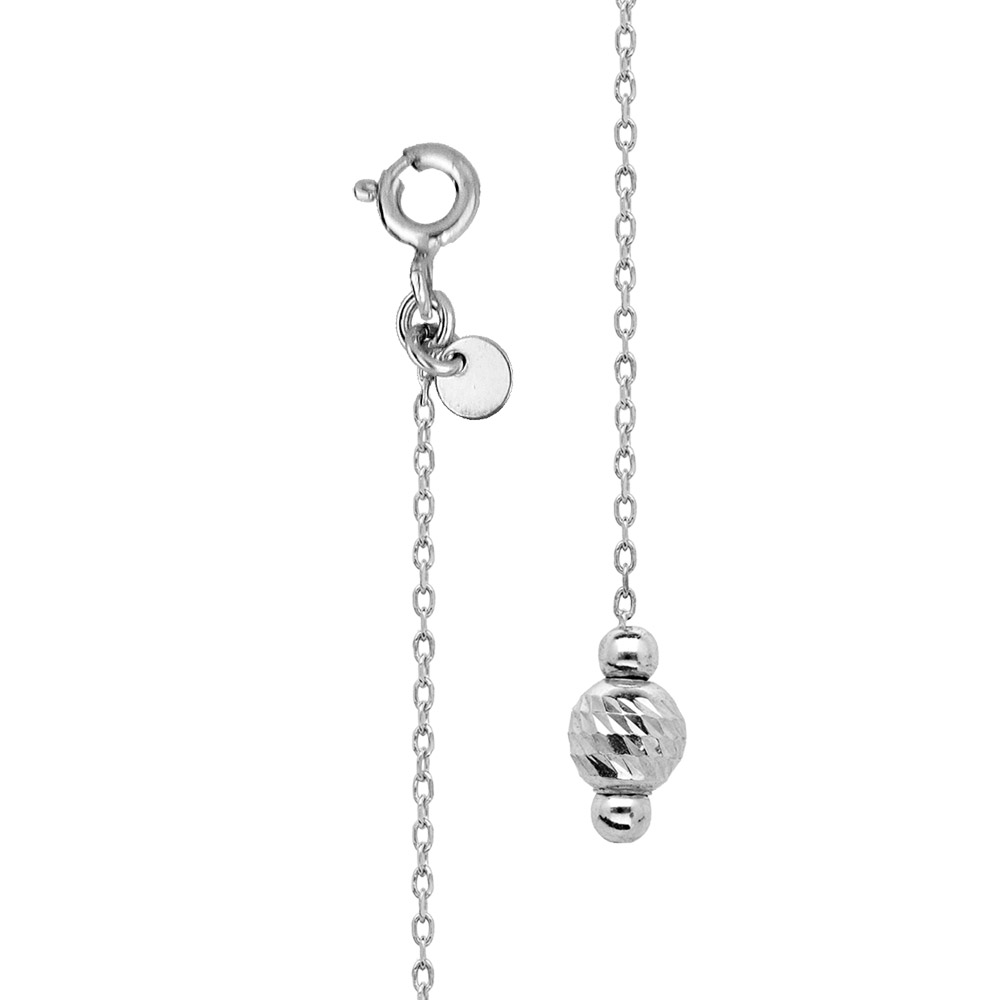 Bijou de dos en argent rhodi� cha�ne et boule diamant� 20cm - Vue 1