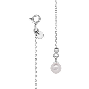 Bijou de dos en argent rhodi chane et perle blanche de synthse 20cm - Vue 1