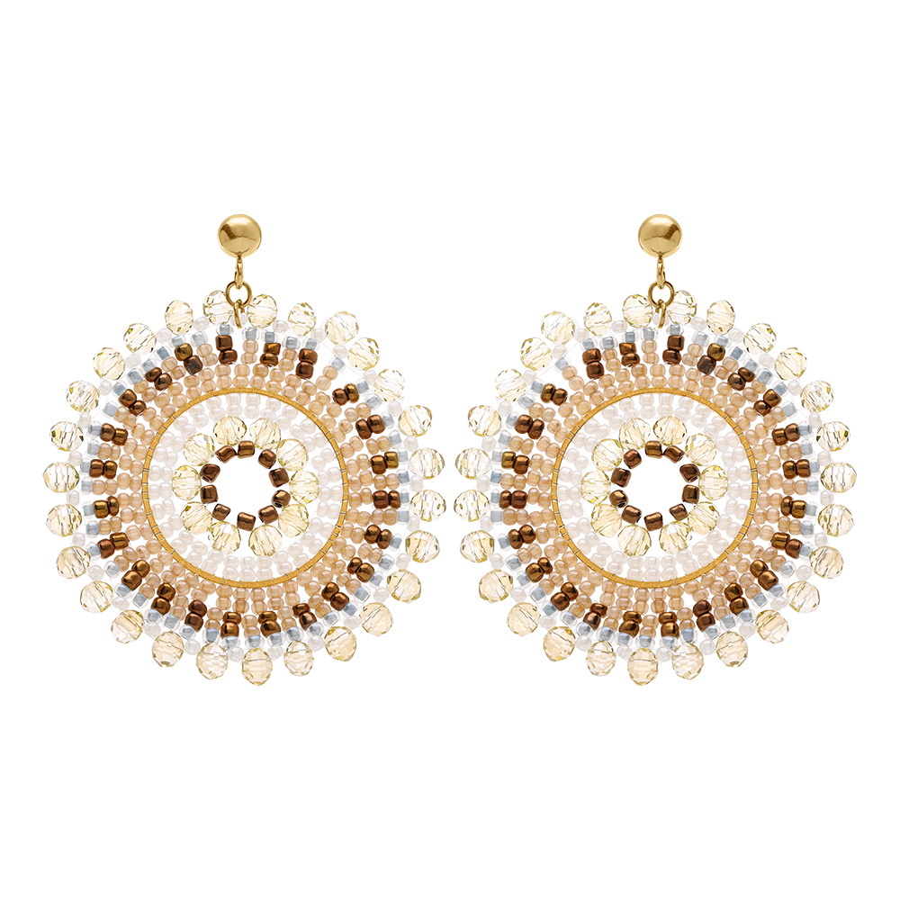 Boucles d\'oreille boh�me en  acier dor� forme ronde -  45mm - Vue 1