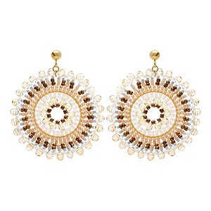 Boucles d'oreille boh�me en  acier dor� forme ronde -  45mm