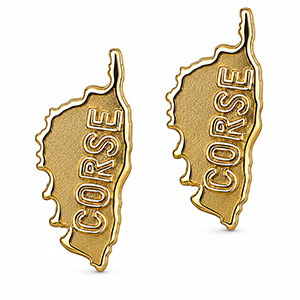 Boucles d'oreille carte de la Corse en plaqu� or - petit mod�le (1,2cm de hauteur)