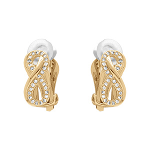 Boucles d'oreille clip en laiton dor� infini avec oxydes blancs sertis
