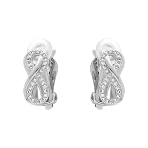 Boucles d'oreille clip en laiton placage palladium infini avec oxydes blancs sertis