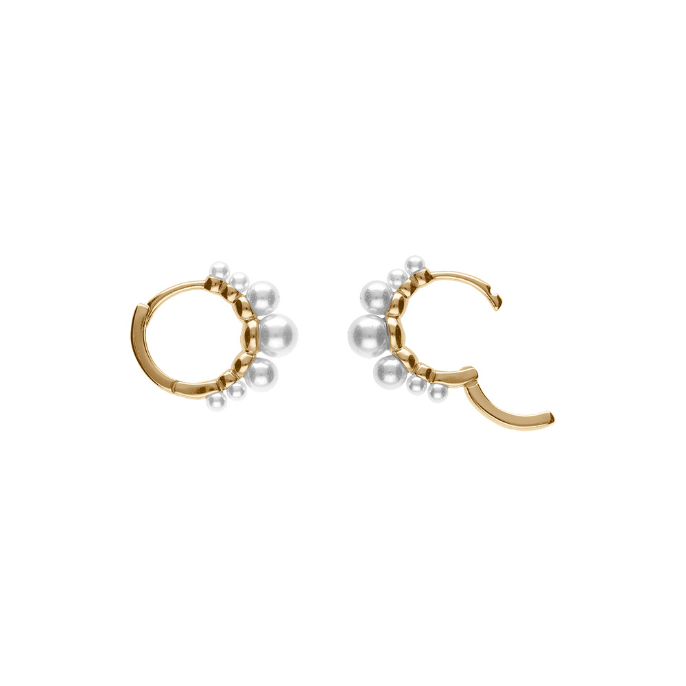 Boucles d\'oreille cr�ole argent dor� articul�e perle blanche - Vue 1