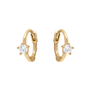 Boucles d'oreille cr�oles tige en argent dor� avec fleur d'oxydes blancs sertis