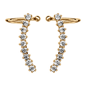 Boucles d\'oreille de lobe en vermeil de forme tige arrondie parée d\'oxydes blancs sertis - Vue 1