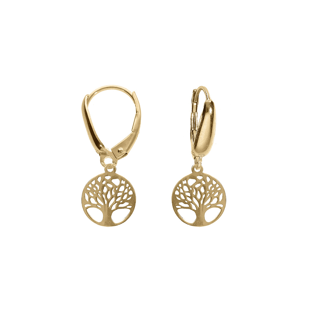 Boucles d\'oreille dormeuse argent dor� arbre de vie 10mm - Vue 1