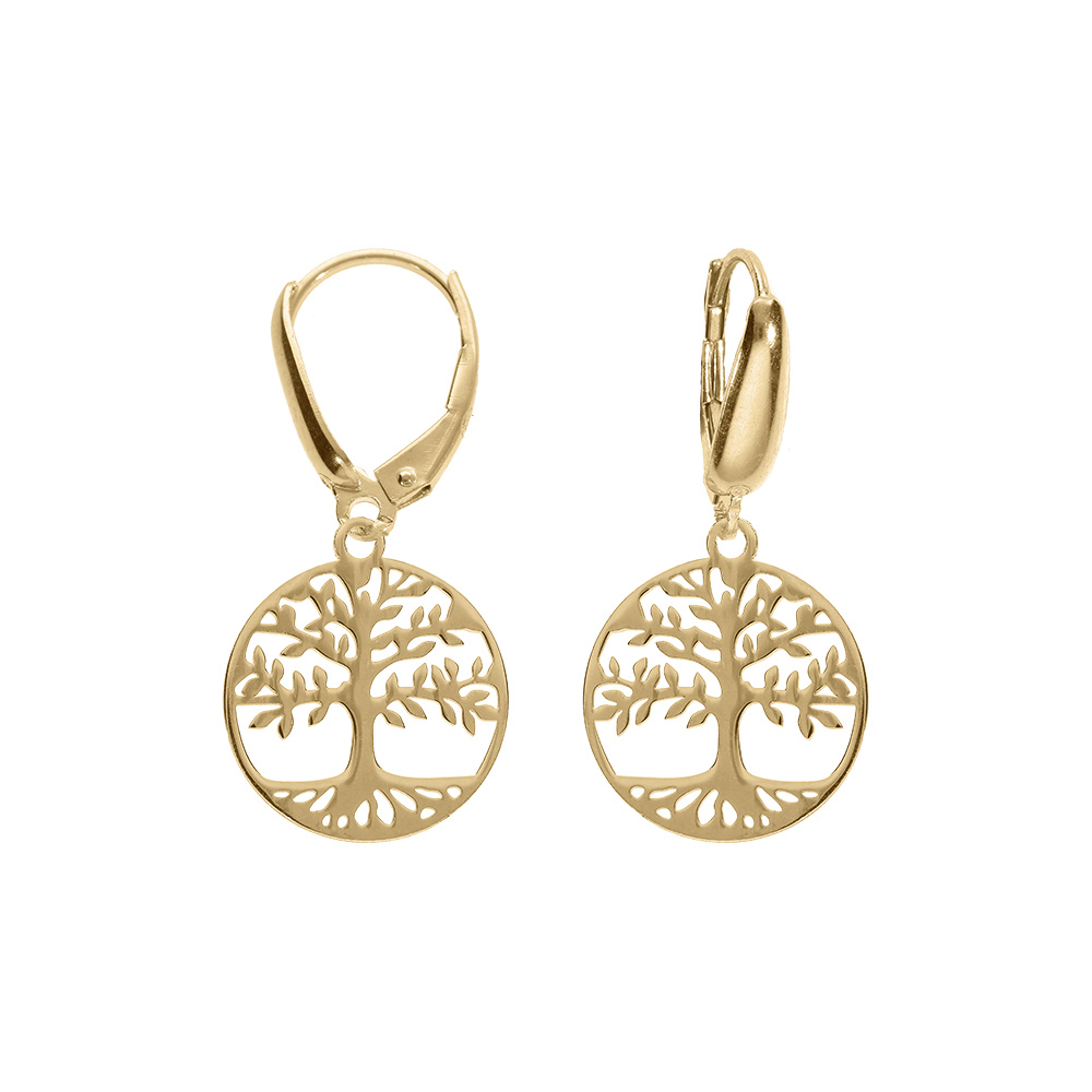 Boucles d\'oreille dormeuse argent dor� arbre de vie 15mm - Vue 1