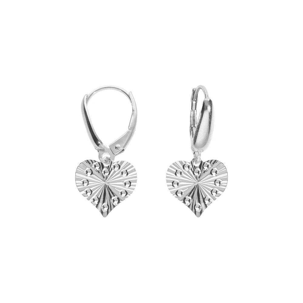 Boucles d\'oreille dormeuse argent rhodi� coeur martel� - Vue 1