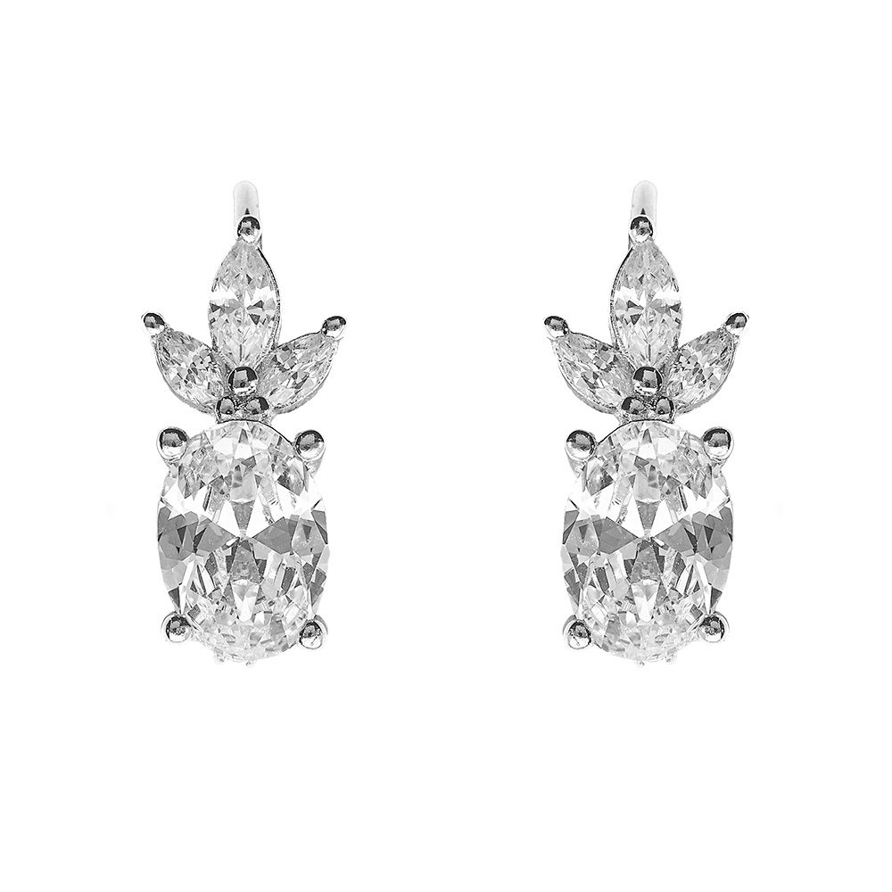Boucles d\'oreille dormeuse argent rhodi� oxydes blancs - Vue 1