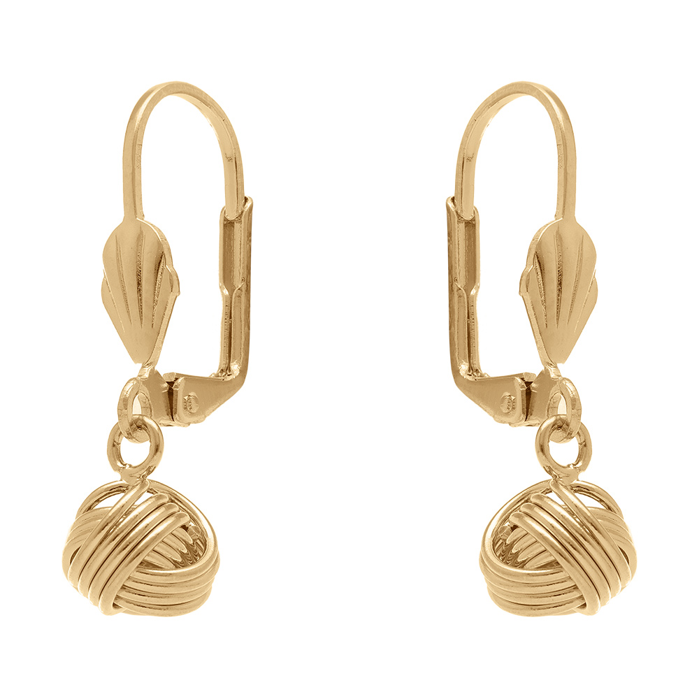 Boucles d\'oreille dormeuse en plaqu� or noeud d\'amour - Vue 1