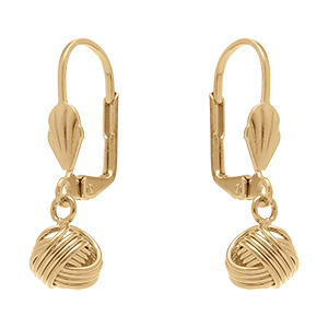 Boucles d'oreille dormeuse en plaqu� or noeud d'amour