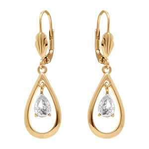 Boucles d'oreille dormeuse en vermeil forme goutte et oxyde suspendu