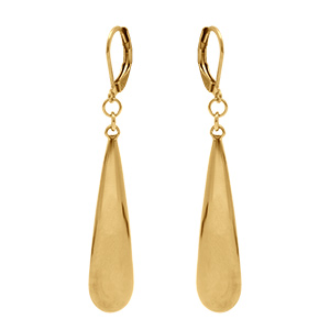Boucles d'oreille dormeuse pendante en  acier dor� forme goutte allong�e - 35mm