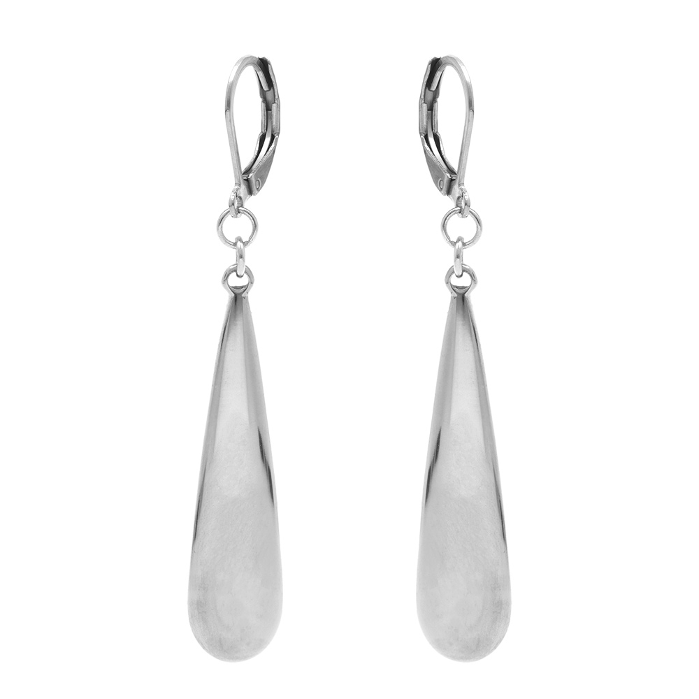 Boucles d\'oreille dormeuse pendante en acier forme goutte allong�e  - 35mm - Vue 1