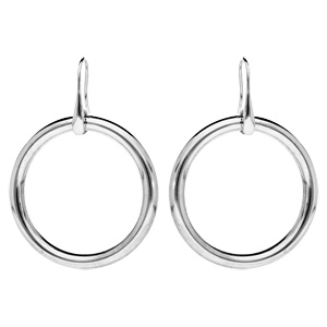 Boucles d\'oreille en acier anneau et fermoir crochet - Vue 1