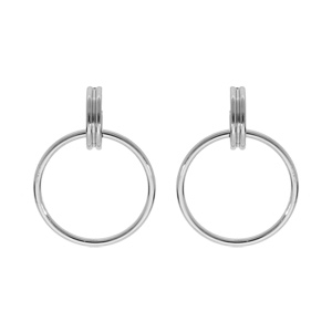 Boucles d\'oreille en acier anneau suspendu - Vue 1