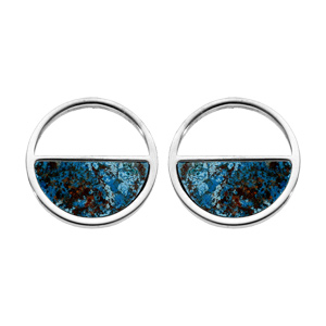 Boucles d\'oreille en acier cercle vid avec Chrysocolla vritable - Vue 1