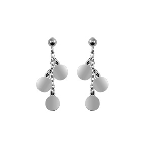 Boucles d\'oreille en acier chanette et pampilles avec fermoir poussette - Vue 1