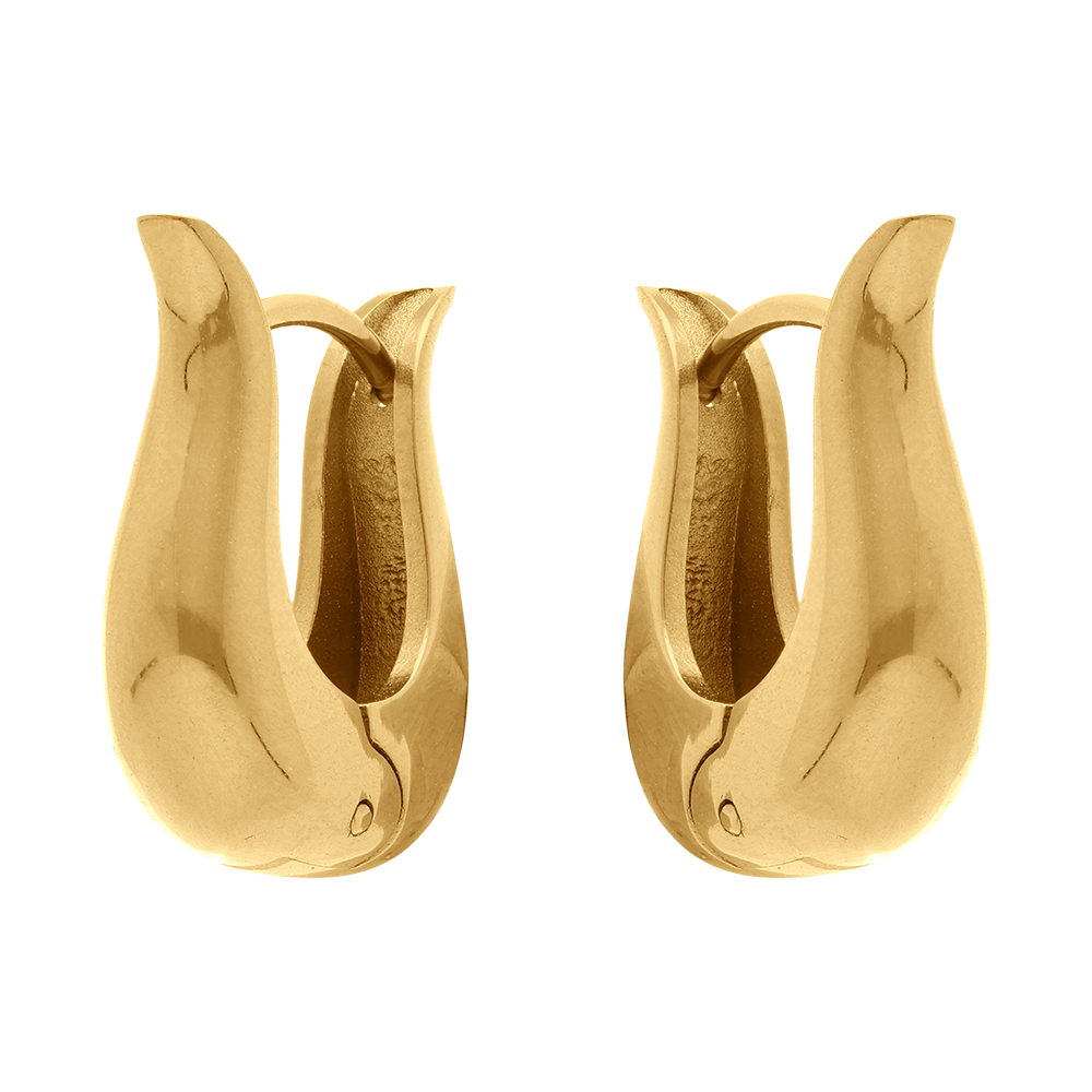 Boucles d\'oreille en acier dor� articul�es - 16mm - Vue 1