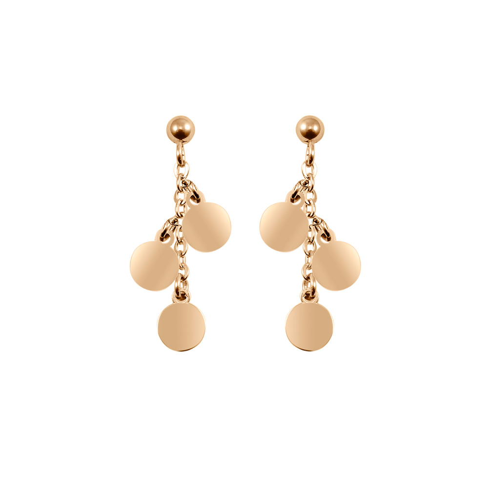 Boucles d\'oreille en acier et PVD jaune cha�nette et pampilles - Vue 1
